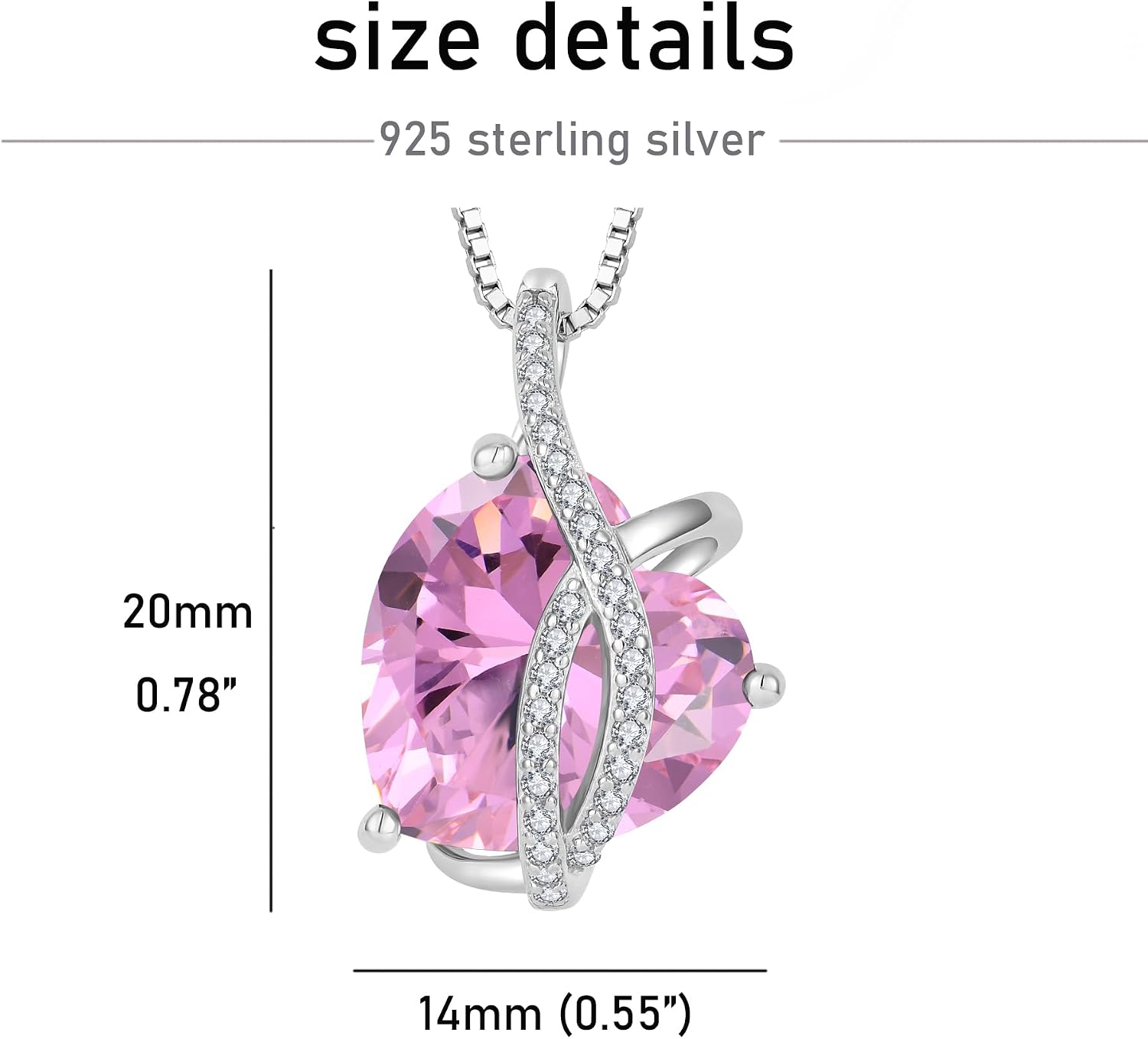 JO WISDOM Necklaces for Women 925 Sterling Silver Love Heart Birthstone Pendant Jewelry Gifts