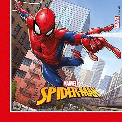 Procos 93865 Serviettes Spiderman Crime Fighter, 33 x 33 cm, 2-Ply, Pack of 20, FSC, Birthday, Theme Party, Multicoloured Cover