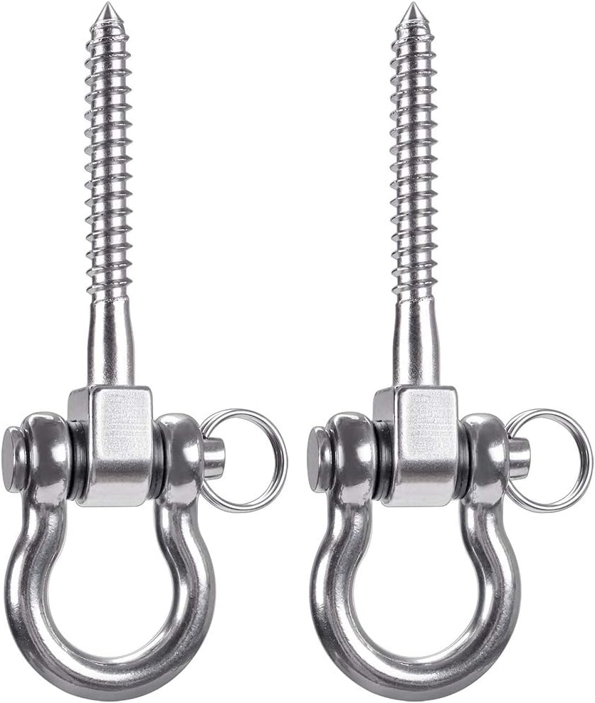 SELEWARE Set of 2 Permanent Antirust 304 Stainless Steel Screw Bracket Heavy Duty 180° Swing Hangers, 800kg Capacity Playground Yoga Hammock Rope Tire Web Chair Sandbag Punching Bag Porch Swing Sets