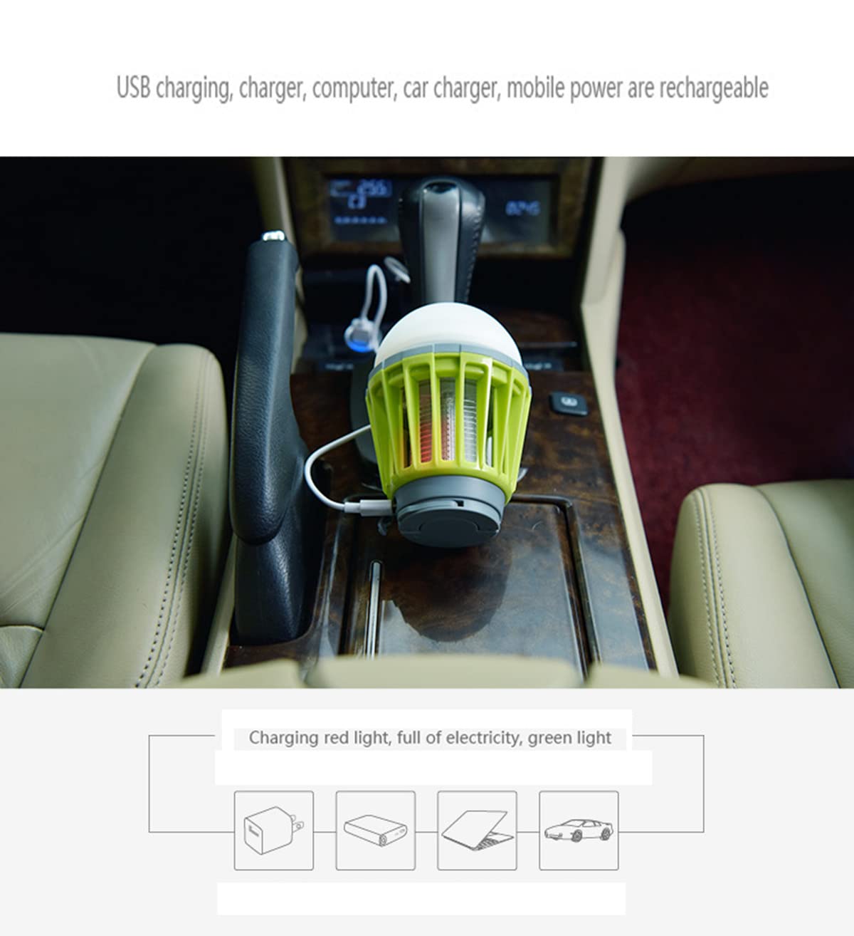 Lampe Anti-moustiques Rechargeable USB - Lanterne UV Avec Grille électrique, Pour Camping Et Terrasse