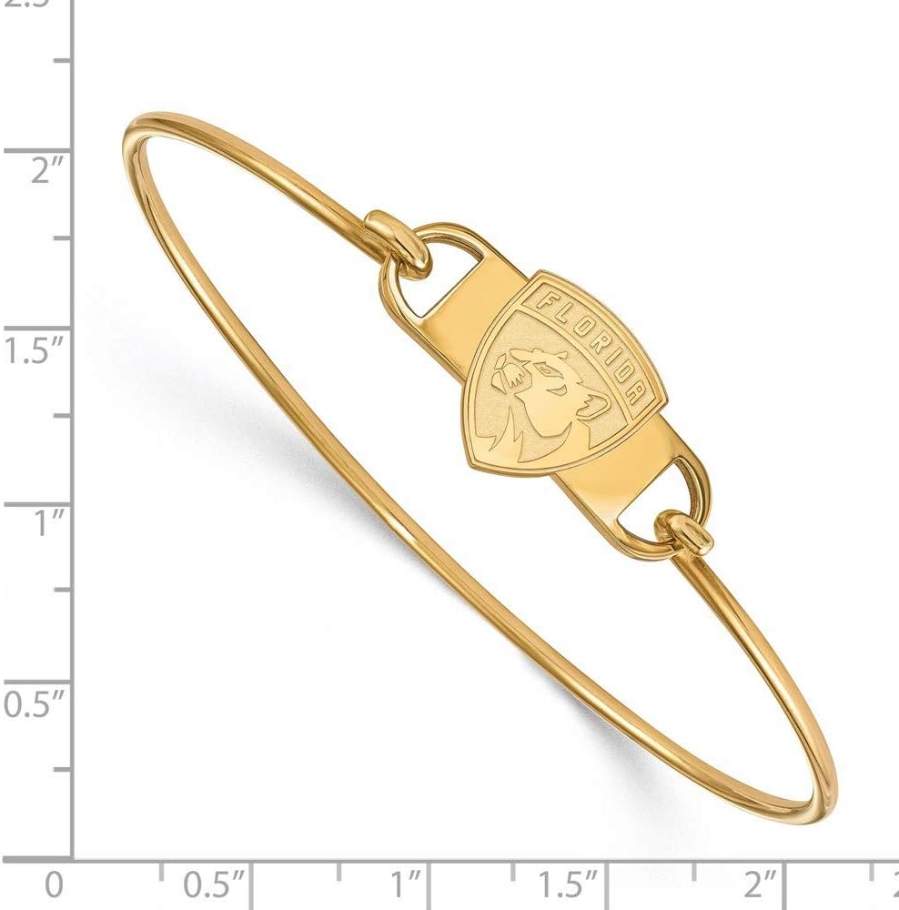 LogoArt Sterling Silver Gp Florida Panthers Small Ctr Wire Bangle