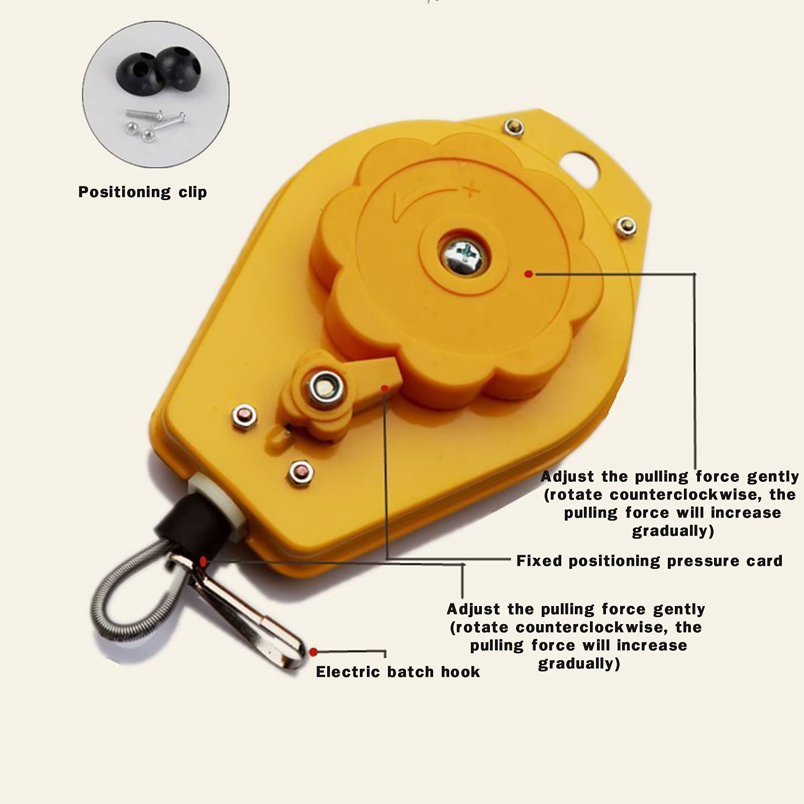 Équilibreur à Ressort Rétractable, 0.5-5KG Outil Fixations Support à Suspendre pour Assembly Line, 3-5kg Support Tension Suspendre Tournevis d'équilibreur à Ressort rétractable de Charge Jaune