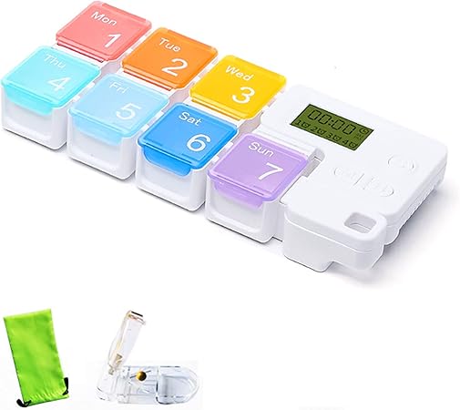 Amazon 小型 ピルケース 携帯用 ピルケース おしゃれ 1週間 可愛い ピルケース 習慣薬箱 薬入れ コンパクト ピルケース 薬ケース時間指定リマインダー機能 1週間 サプリメントケース お薬ケース サプリメントケース 携帯用 コンパクト 飲み忘れ防止 飲み忘れ防止