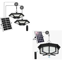 Solar Shed Light Indoor Outdoor 360Lighting Solar Lights Work in Daytime with Remote Control, Waterproof Solar Gazebo Lights with Motion Sensor/5 Modes for Home Shed Garage Barn