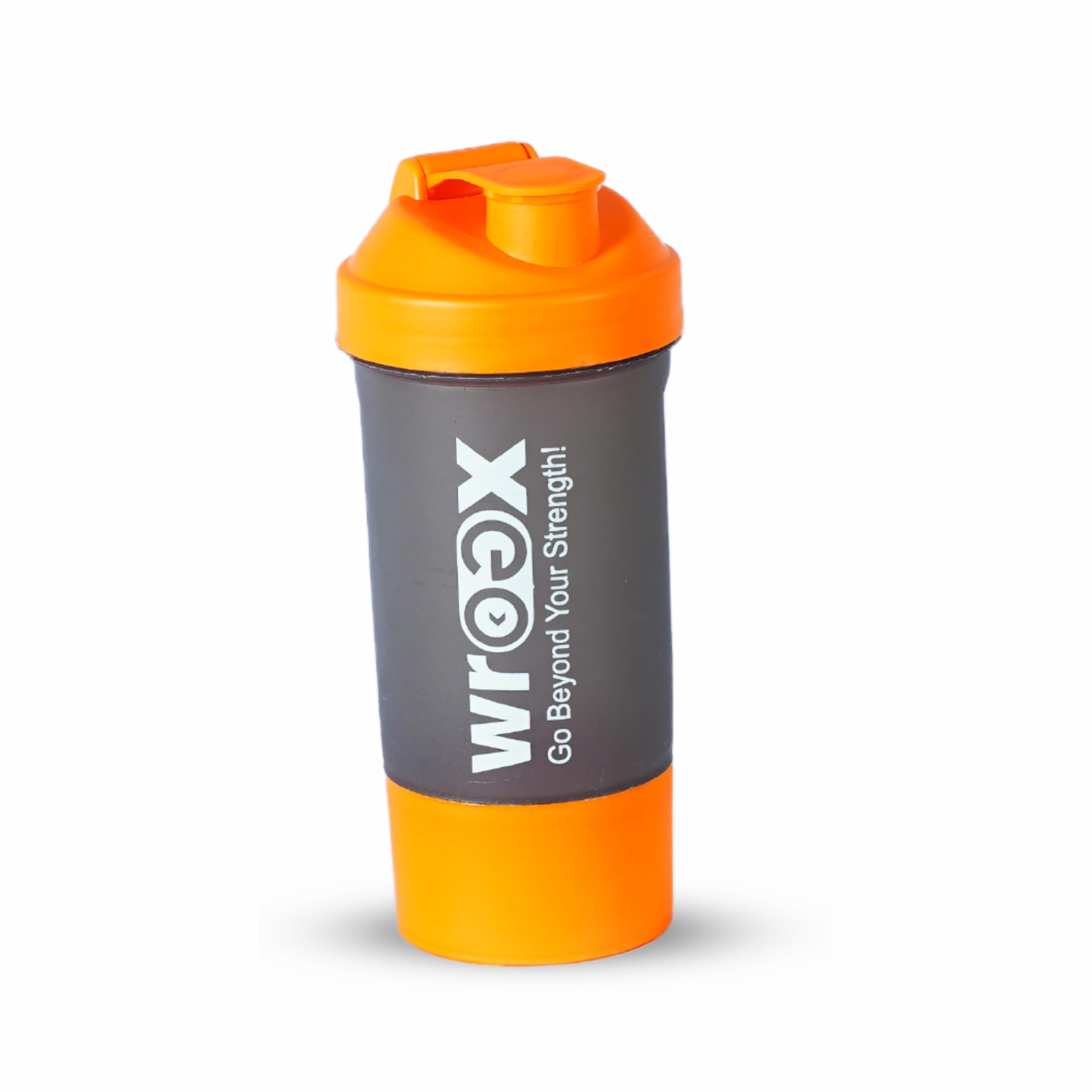 WROGX PowerBlend Shaker - 600ml with Detachable Storage, Mesh Strainer - Perfect for Protein Shakes, Gym, and Smooth Blends