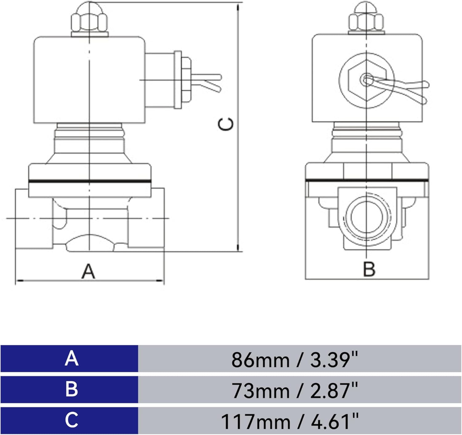 HFS(R) Electric Solenoid Valve Copper Normally Closed for Water Air Gas (110V AC 1IN NPT)