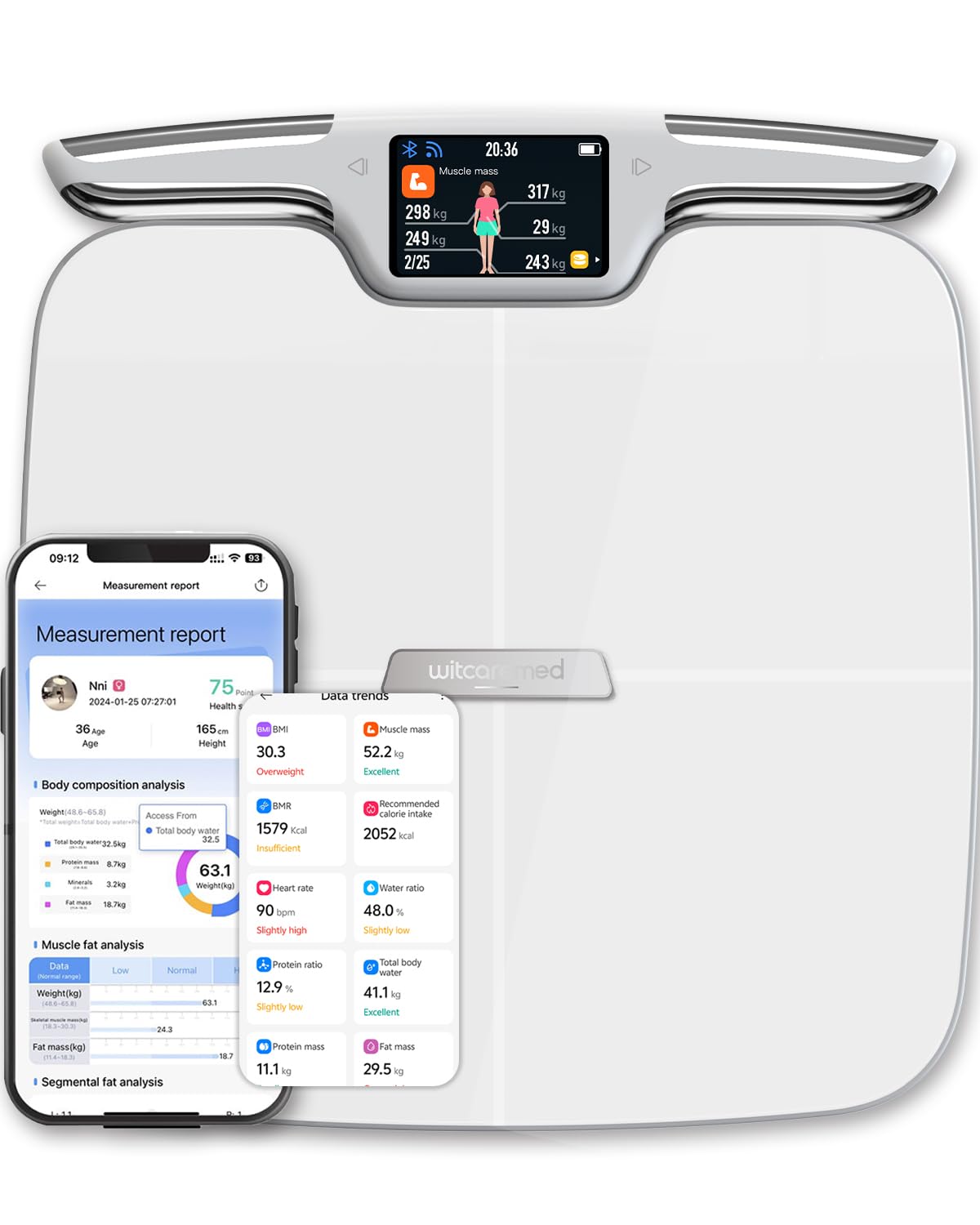 Smart Scale for Body Weight with BMI, Body Fat, Muscle Mass, FSA&HSA Eligible, 8 Electrode High Precision Bathroom Scale, Scale with App, 56 Body Composition Measurement (White)