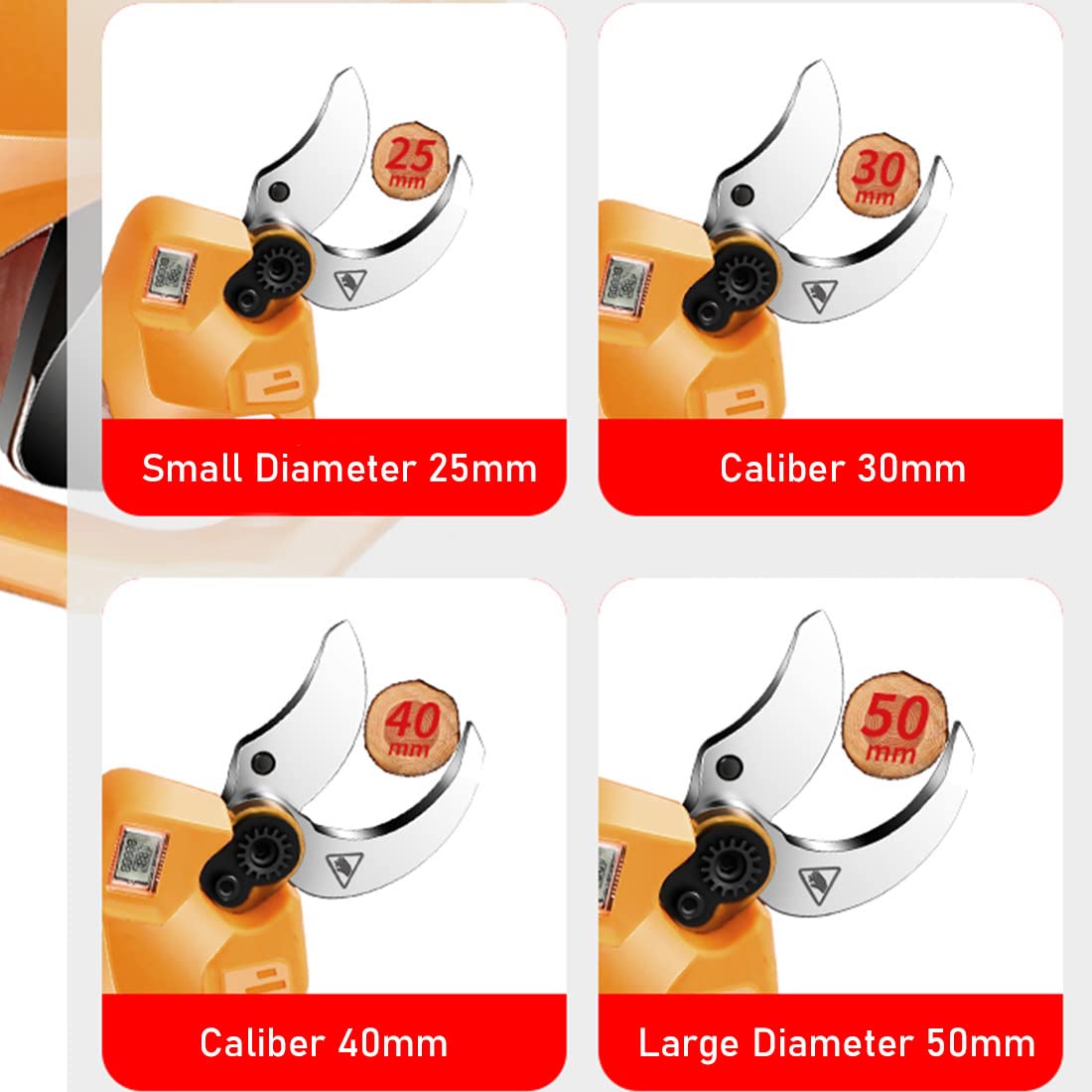 Tijeras de podar eléctricas, tijeras de podar inalámbricas de 50 mm, tijeras de podar eléctricas profesionales con batería de 3 Ah para podar jardinería, árboles frutales, viñedos,Battery*2 ( )