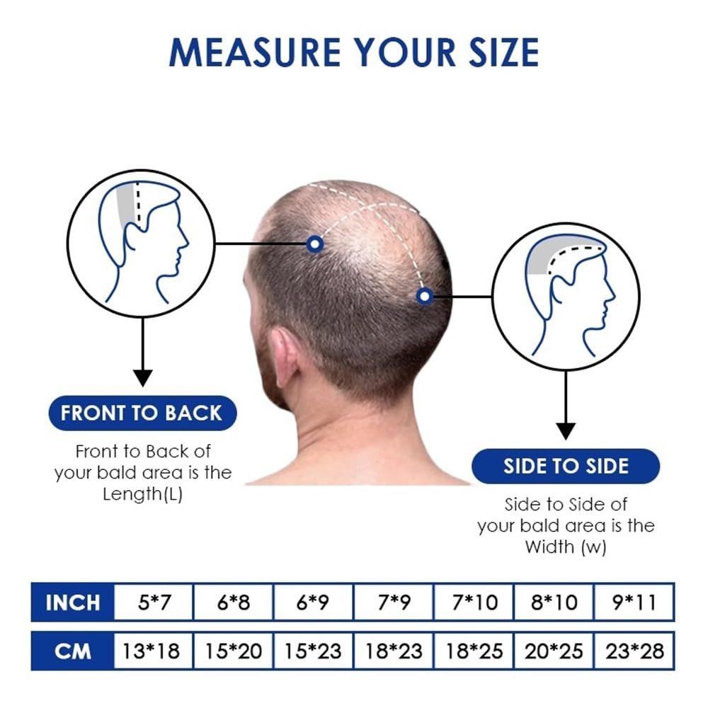 Men's Toupee Protesi for capelli maschili, parrucca maschile, pizzo mono con PU intorno ai capelli maschili, capelli umani(7x10)