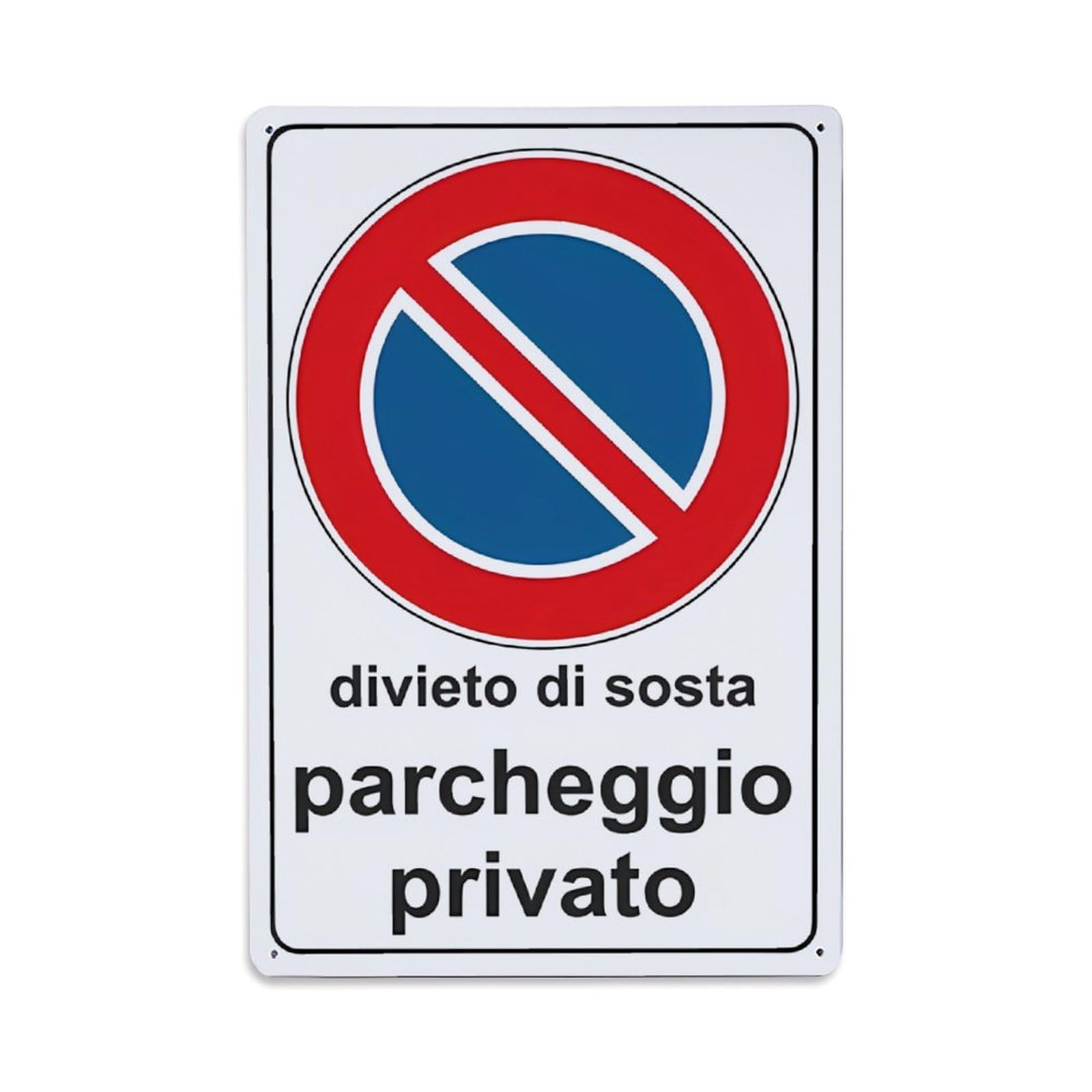 Divieto Di Sosta Privato Italian No Parking Sign Vintage Aluminium Metal Sign, Retro Wall Decor for Home, Bar, Garage & Farmhouse 30x20cm