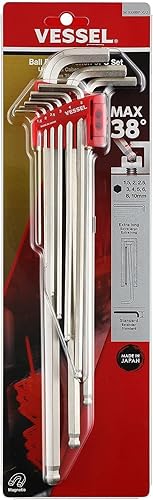 Miniatura 2 de VESSEL Llave hexagonal de punta esférica en L (tipo extralargo) 9 piezas Juego No.8309BP-XLU 8309BPXLU