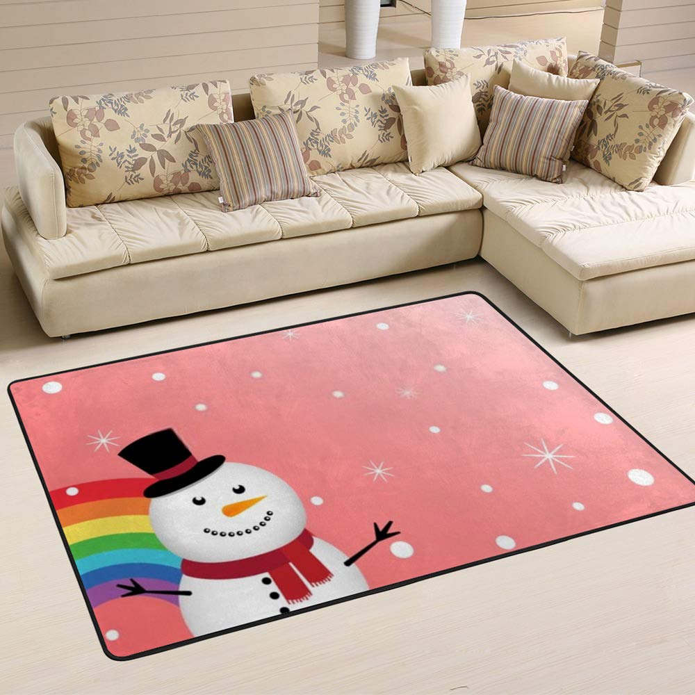Tapis de salon bonhomme de neige rose Ruchen 180x120cm