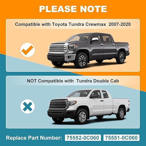 Miniatura 3 de JDMON Burlete de moldeo por goteo para techo compatible con Toyota Tundra Crewmax 2007-2021, reemplazo ‎75552-0C060 75551-0C060, izquierda y