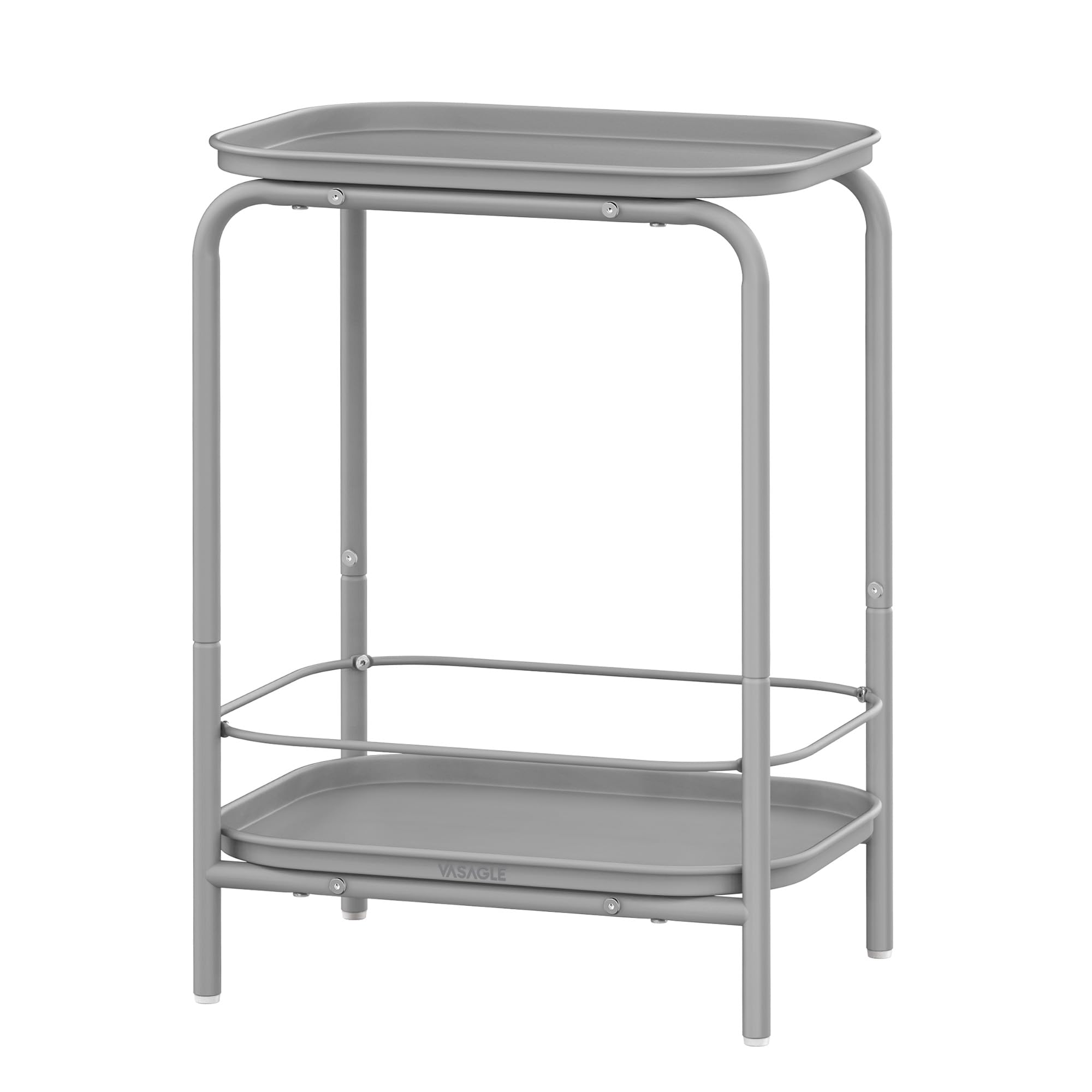 VASAGLE 2-Tier Side Table, Metal End Table, Small Sofa Coffee Table, Nightstand with Tray Surface, Modern Style, for Indoor and Outdoor Use, Living Room, Bedroom, Balcony, Dove Grey LET243G01