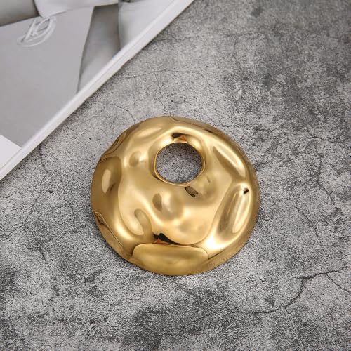 Winssigma Modern Abstract Heart Brooch - Large Stainless Steel Face Mask Pin with Irregular Ripple Design in Gold - Image 4