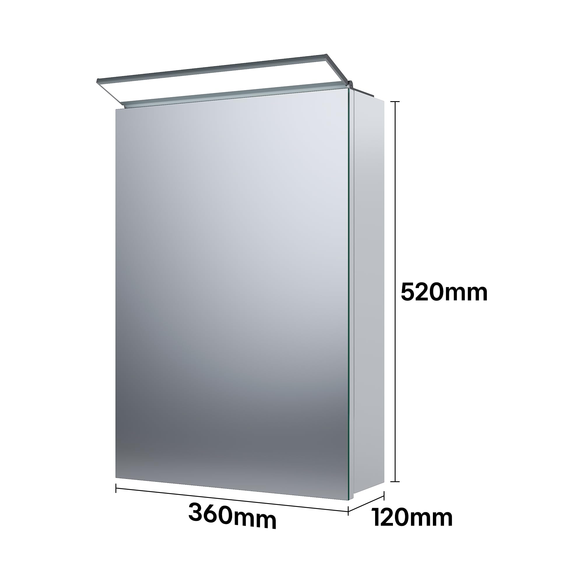 SIRHONA Armoire Murale Salle de Bain avec Éclairage LED, 36x52cm, Guide de lumière Acrylique, Armoire de Miroir de Salle de Bain en Acier Inoxydable, Armoire de Toilette, Blanc argenté