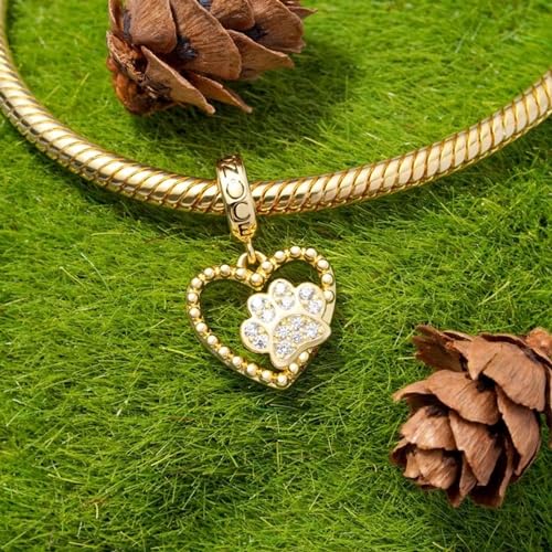 Image of GNOCE Pet Dog Bowl Bead Charm For Women, S925 Sterling Silver Bead Charm NecklaceBracelet for Her, Jewelry Gift