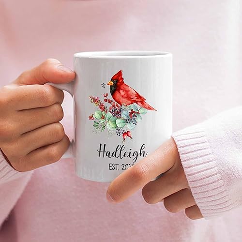 Miniatura 5 de Tazas de café con nombre y año con nombre y año con diseño de cardenal rojo en memoria, regalos para cualquier persona que pierda a un ser querido,