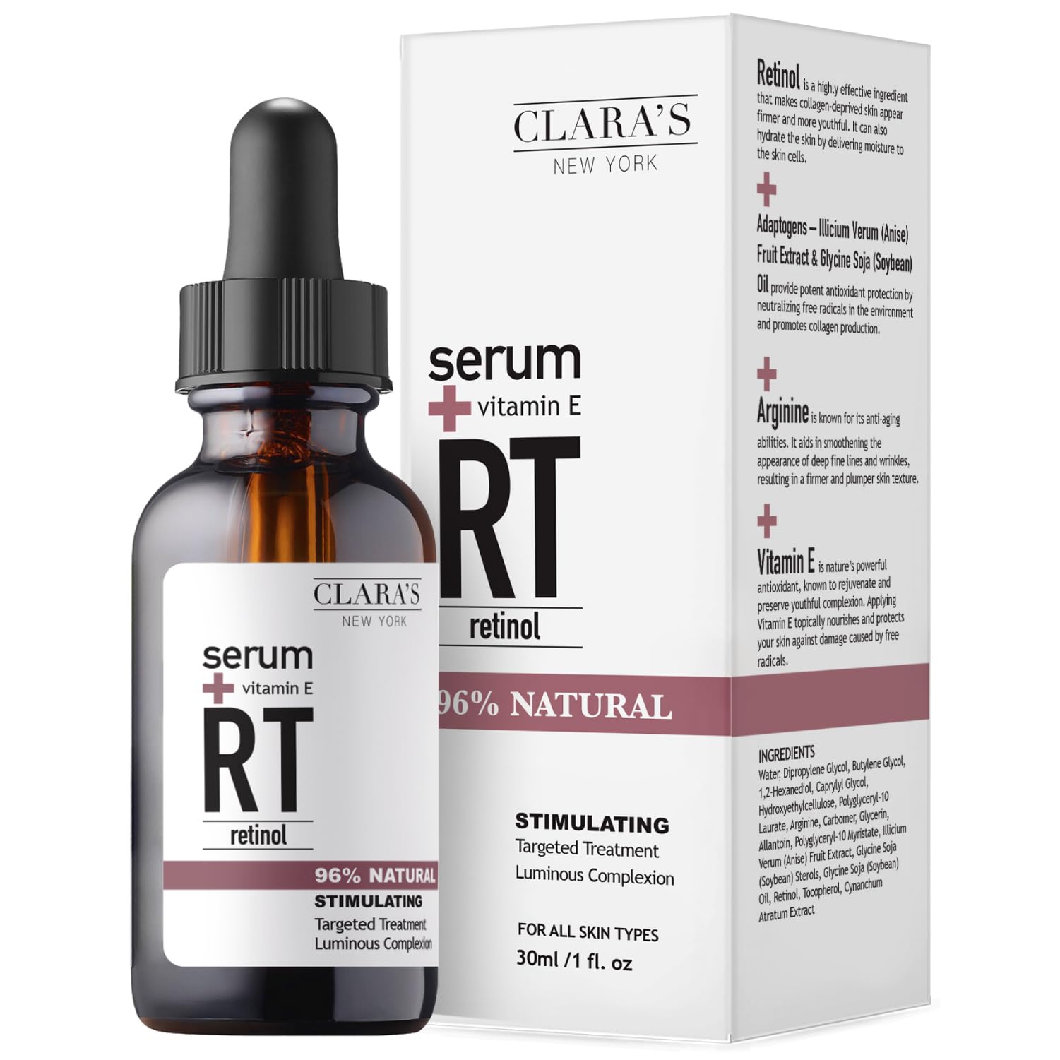 Clara's New York Stimulating Retinol Facial Serum Reduces Fine Lines And Wrinkles, For All Skin Types 30Ml-image