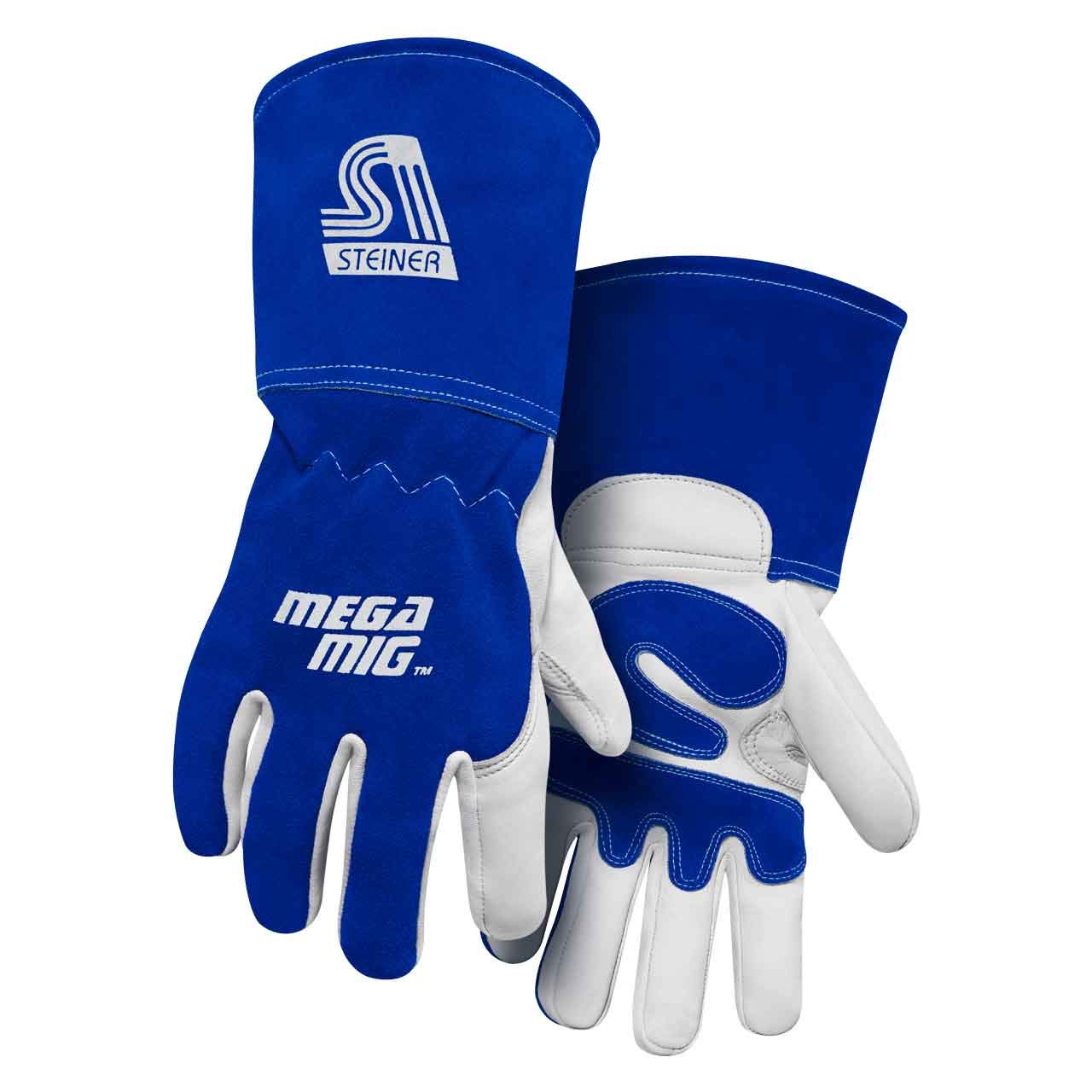 Steiner 0255-L Premium Grain Goatskin MIG Welding Gloves, Large, Pearl/Black