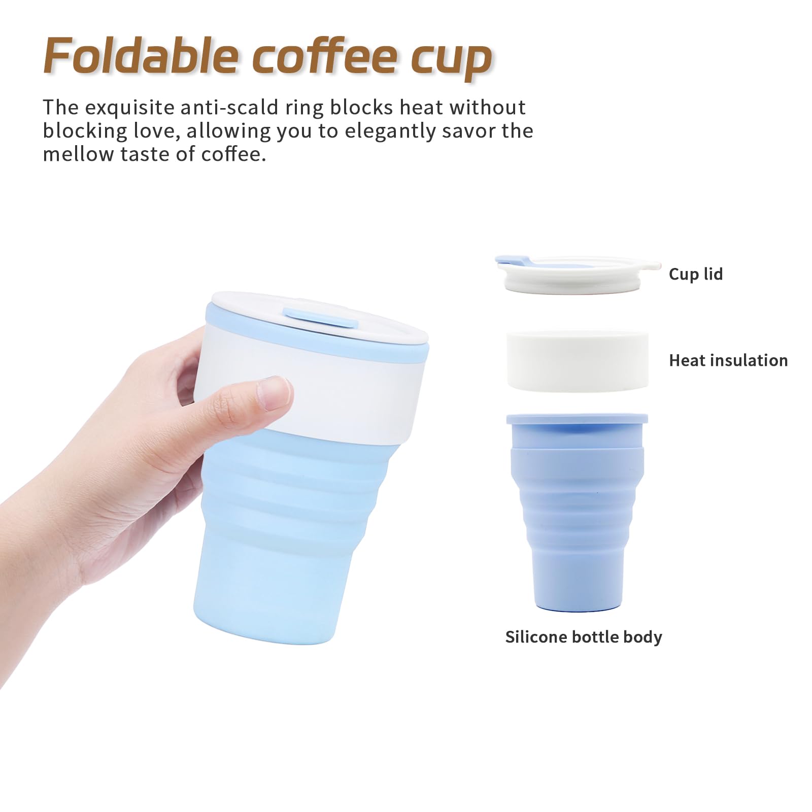 EYQ Collapsible Coffee Cup 375 ml, 12oz Silicone Foldable Coffee Mug - Image 4
