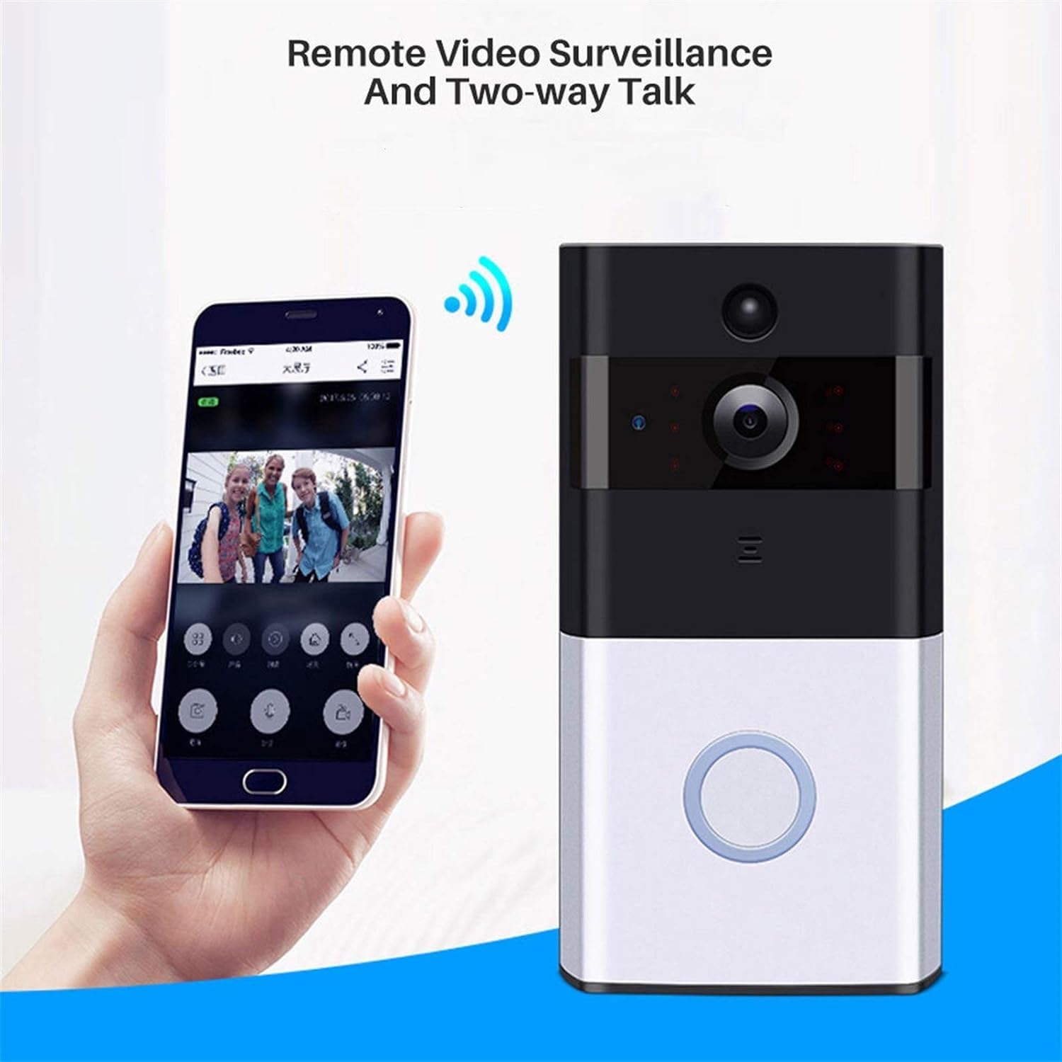 Dzwonek do drzwi z kamerą WiFi wideo bezprzewodowy domofon dzwonek dzwonek do drzwi kamera dwukierunkowa kontrola aplikacji audio