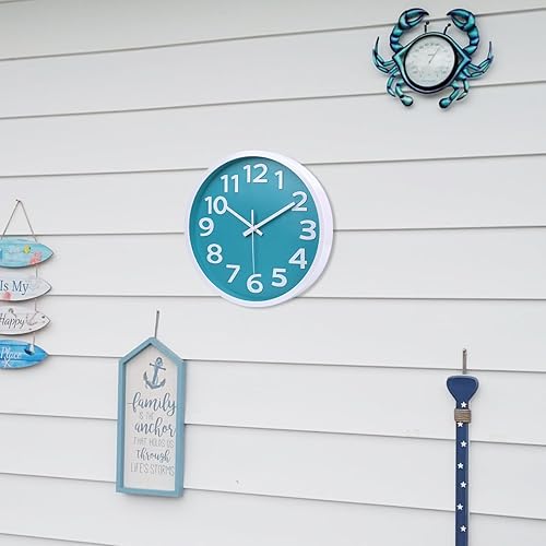 Miniatura 6 de Reloj de pared silencioso sin tictac para interiores y exteriores, funciona con pilas, reloj analógico decorativo fácil de leer, para dormitorio,