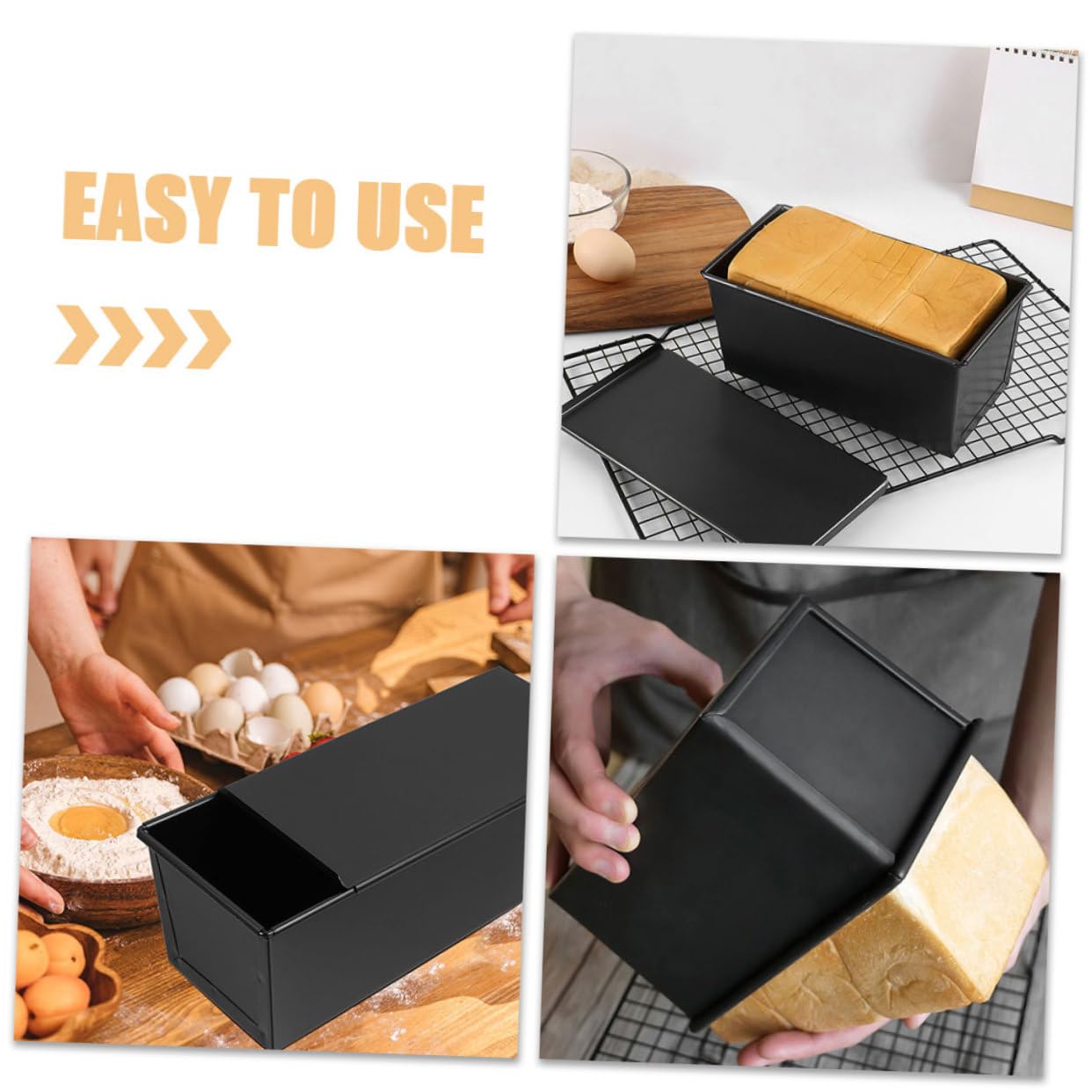 MAGICLULU 3 Piezas molde para tostadas - Molde para bizcocho - Pan para hornear sartenes molde para pan recipiente para pan con tapa para hornear bandeja para hornear con tapa planchar