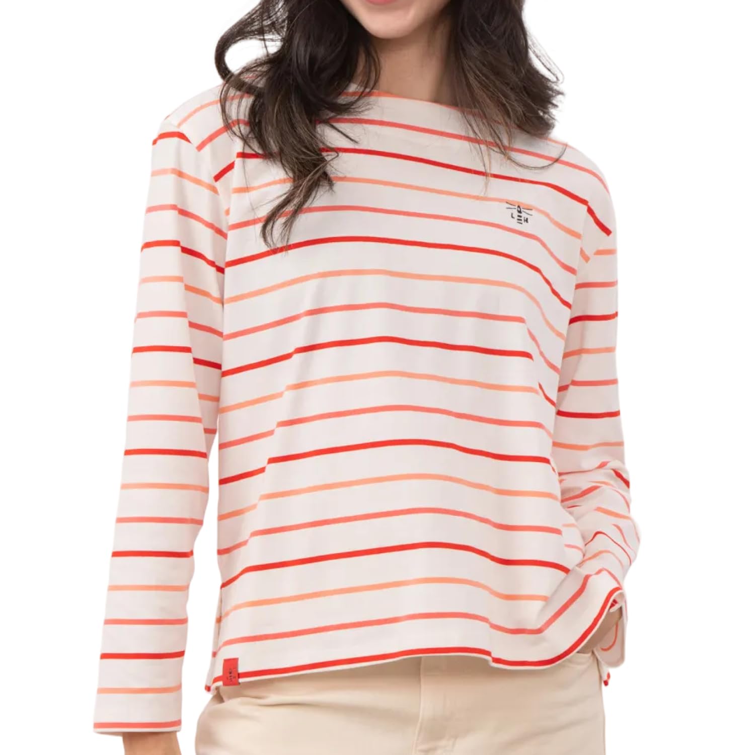 Lighthouse Clothing Women's Causeway Breton Long-Sleeved Top in Light Red | Size: 20