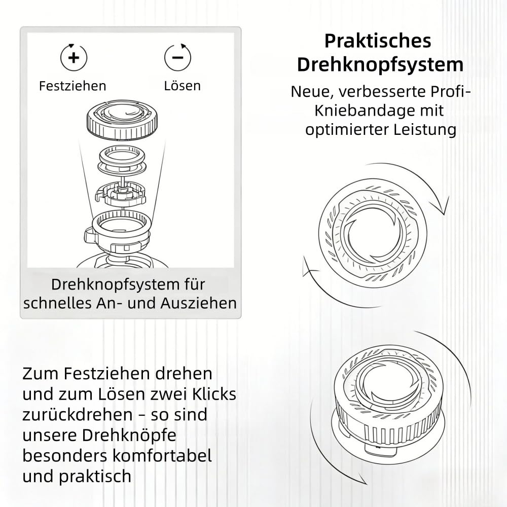 MEIION reha komfort Verstellbare Kniebandage mit Drehknopf, Atmungsaktiv und bequem,Kompression für Sport, Alltag, geeignet für Damen und Männer