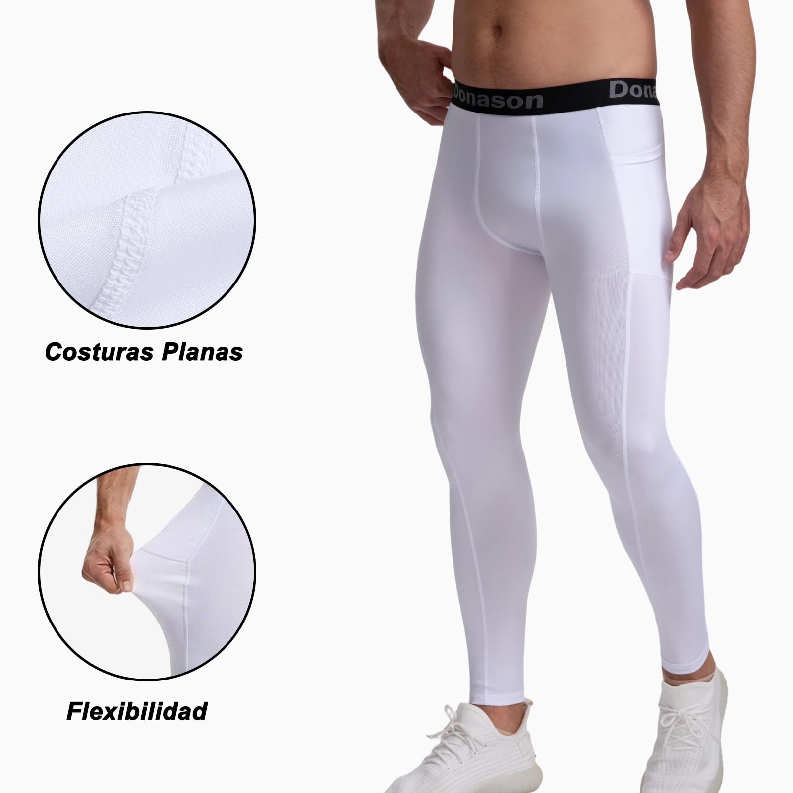 Pantalones de Compresión para Hombre Mallas con Bolsillos Deportivos de Secado Rápido Ajustados Elásticos Pantalones Hombre Malla Deportivos para Gimnasio Entrenamiento Baloncesto Yoga
