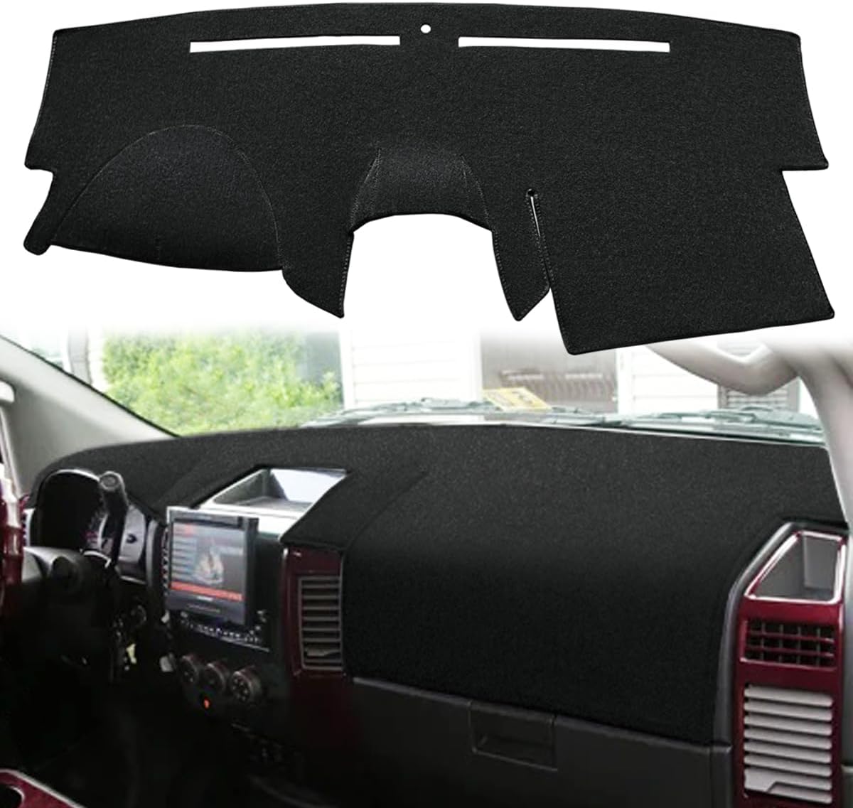 Dash Cover Mat Custom Fit for Nissan Armada Titan with Navigation, Dashboard Pad Carpet Protector Y60 (Black)