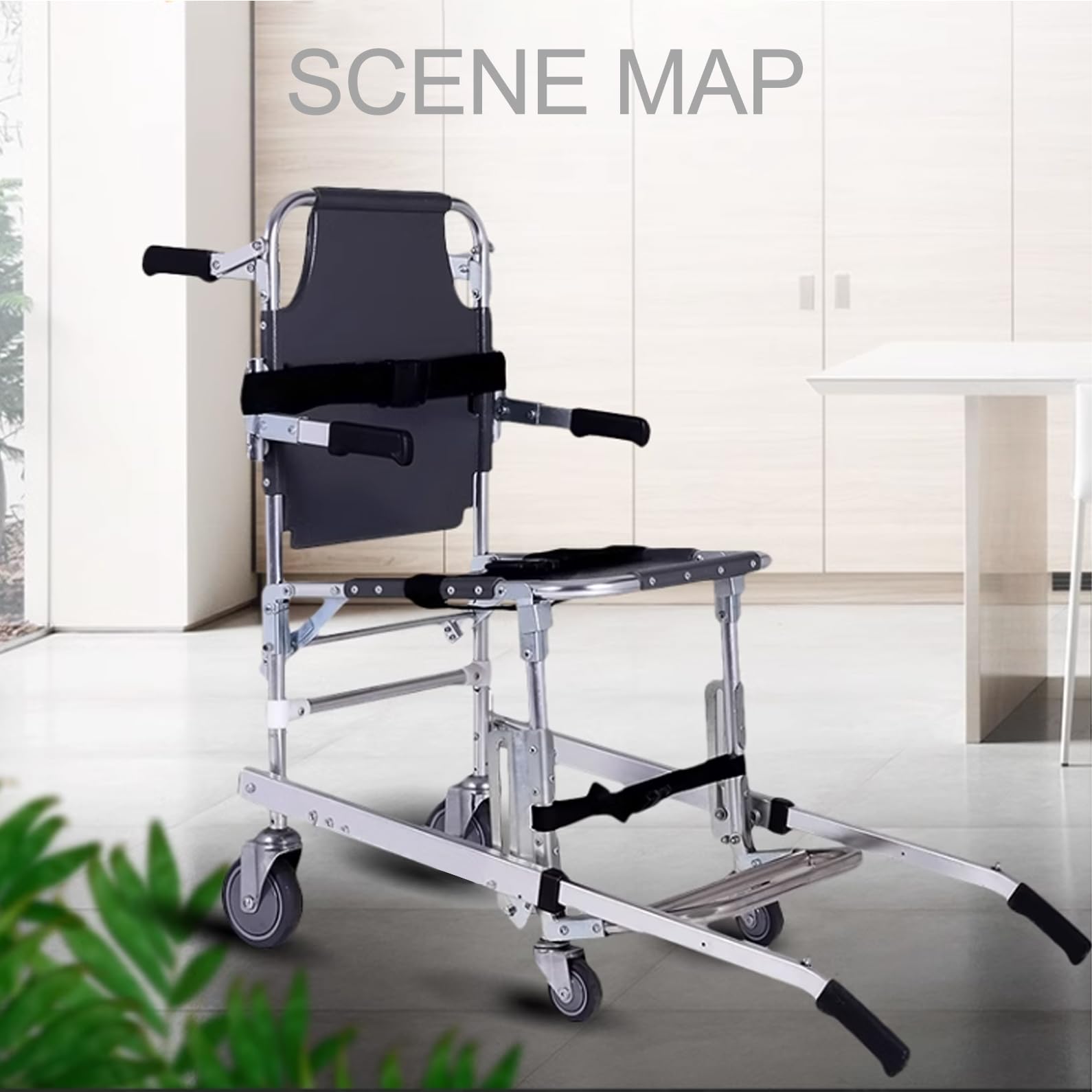 Dispositivo di assistenza per il sollevamento delle scale, sedia a rotelle pieghevole in alluminio, leggera, a 2 ruote, resistente fino a 158,8 kg, con fibbie a sgancio rapido