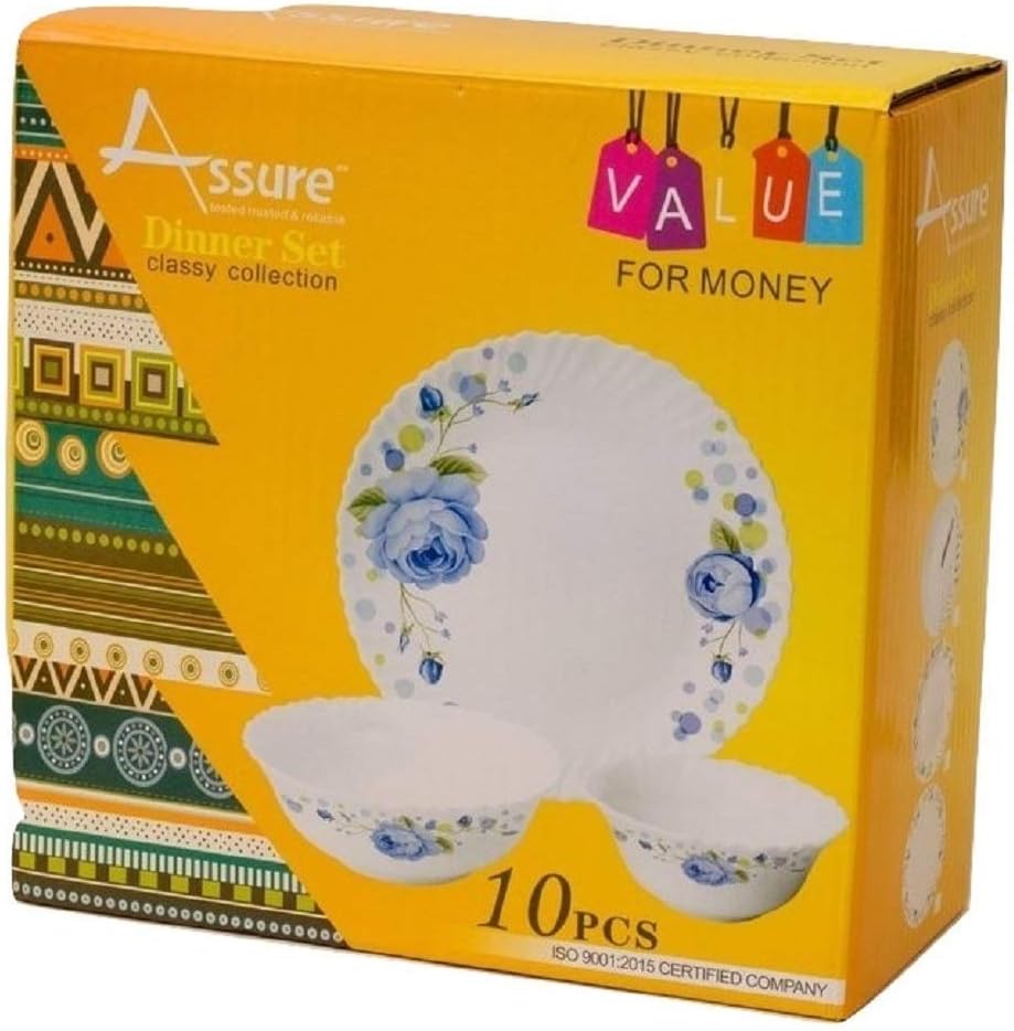 Assure White Opalware 10 Pieces Classy Collection Dinner Set (DINNERSET10PCS_26)