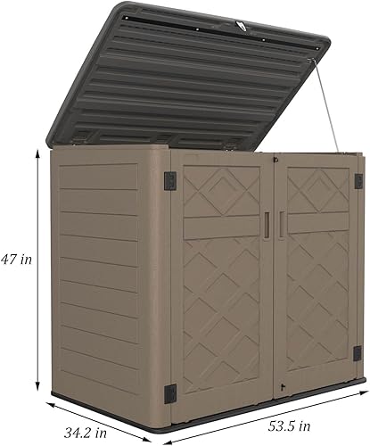 Miniatura 5 de HOMSPARK Cobertizo de almacenamiento al aire libre más grande, caja de almacenamiento para exteriores de 48 pies cúbicos, impermeable, armario de