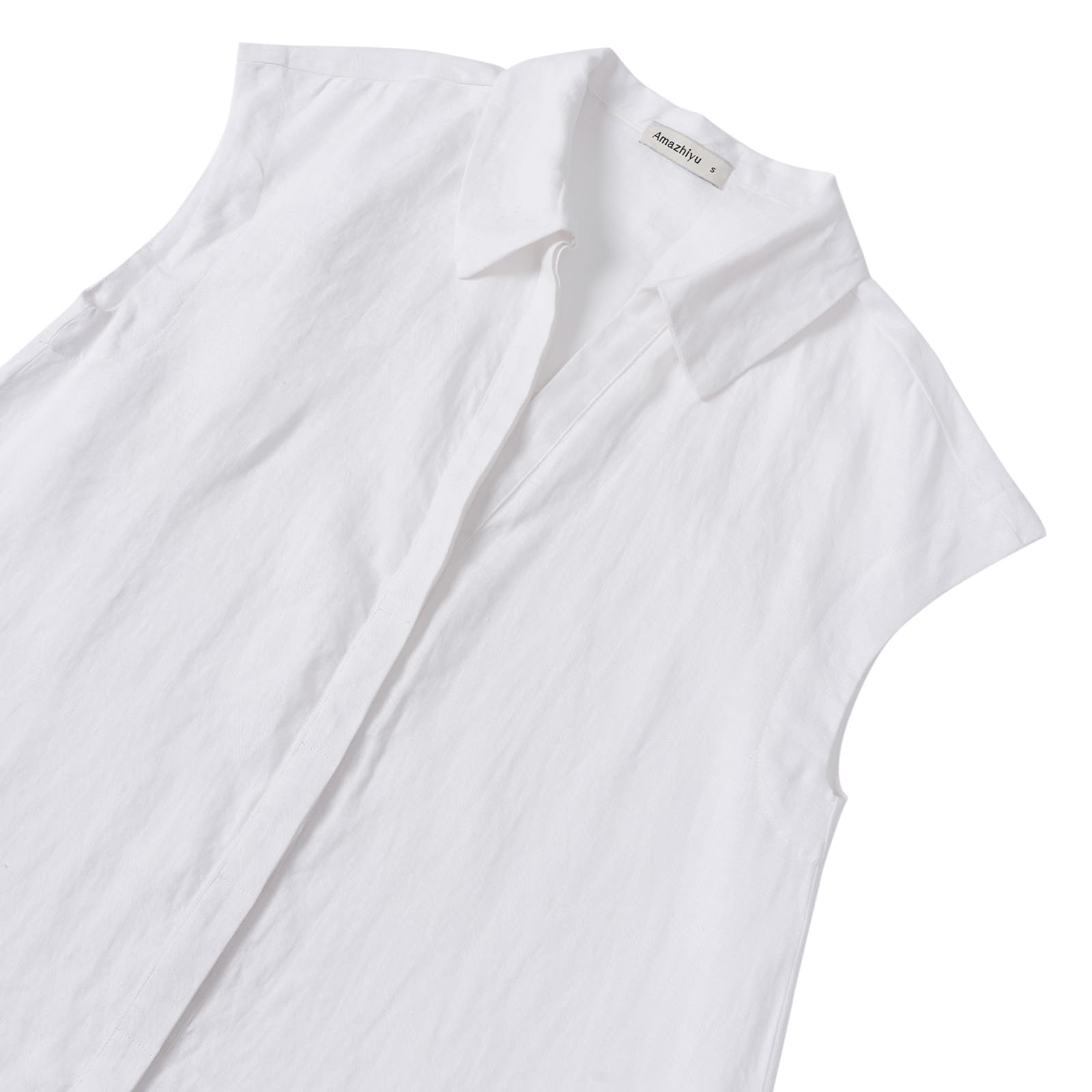 Amazhiyu Robe midi d'été décontractée en pur lin avec poches et ceinture pour femme