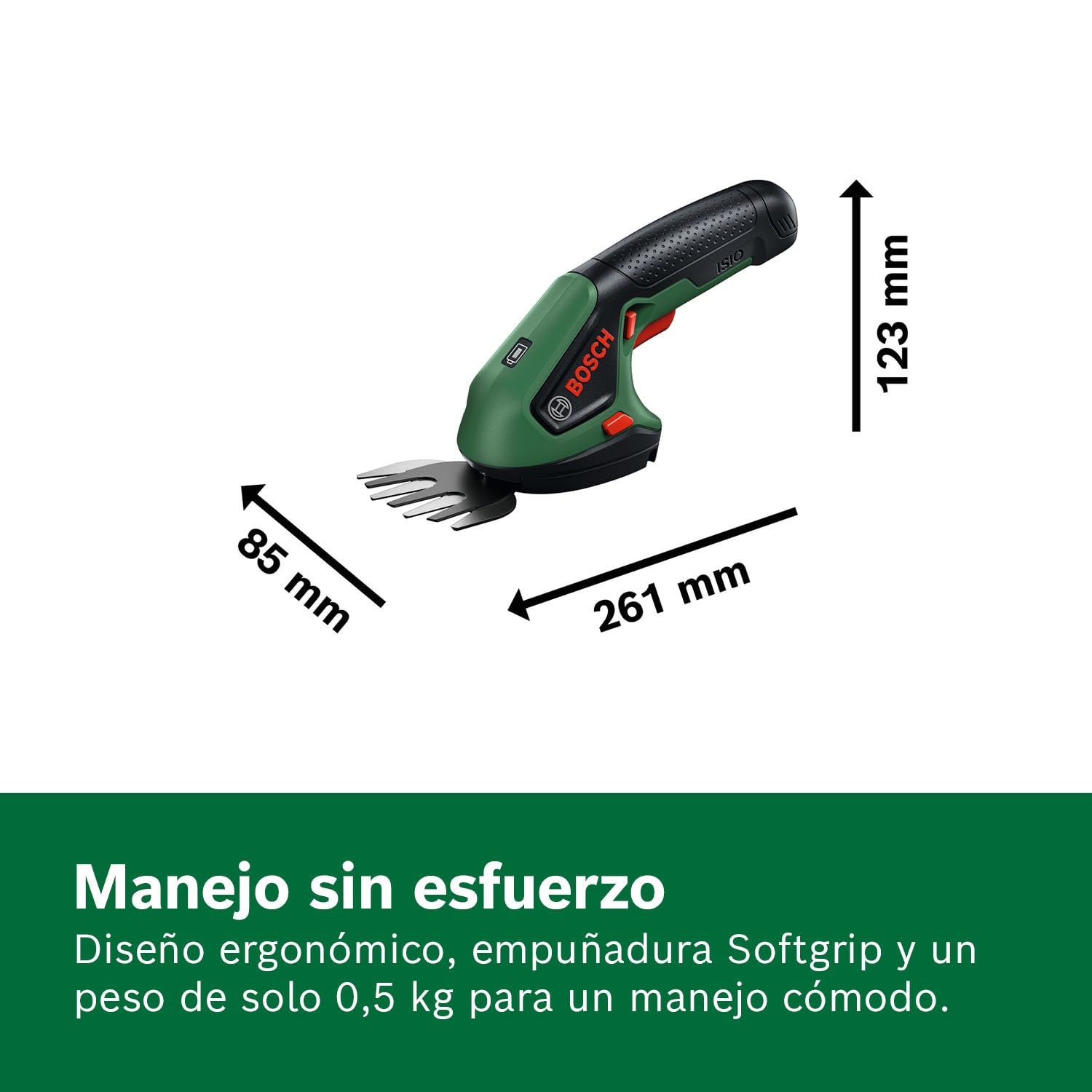Bosch Tijera cortacésped a batería ISIO 4V | cuchilla 80 mm, batería de 4 V, sin cable ni cargador