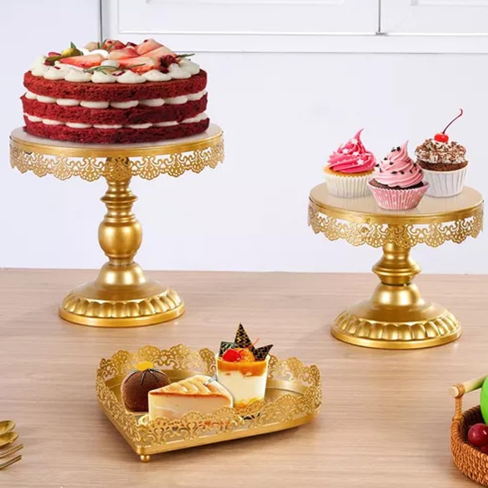YIWEOG 7-teiliger Kuchenständer aus Metall, Desserttisch, Cupcake-Halter, Kuchen-Serviertablett, Präsentationsturm für Hochzeit, Party, Geburtstag, Jahrestag