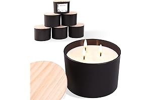 LAMORGIFT Black Glass Candle Jars with Lids for DIY Candle Making