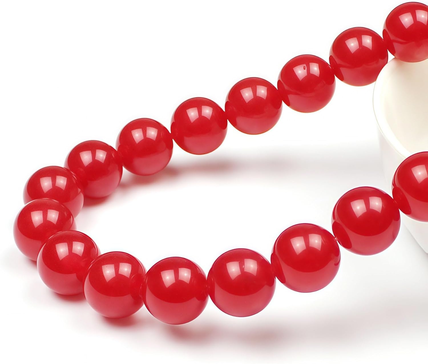 MJDCB Natural Red Jade Round Loose Beads for Jewelry Making DIY Bracelet Necklace (12mm) - Image 2