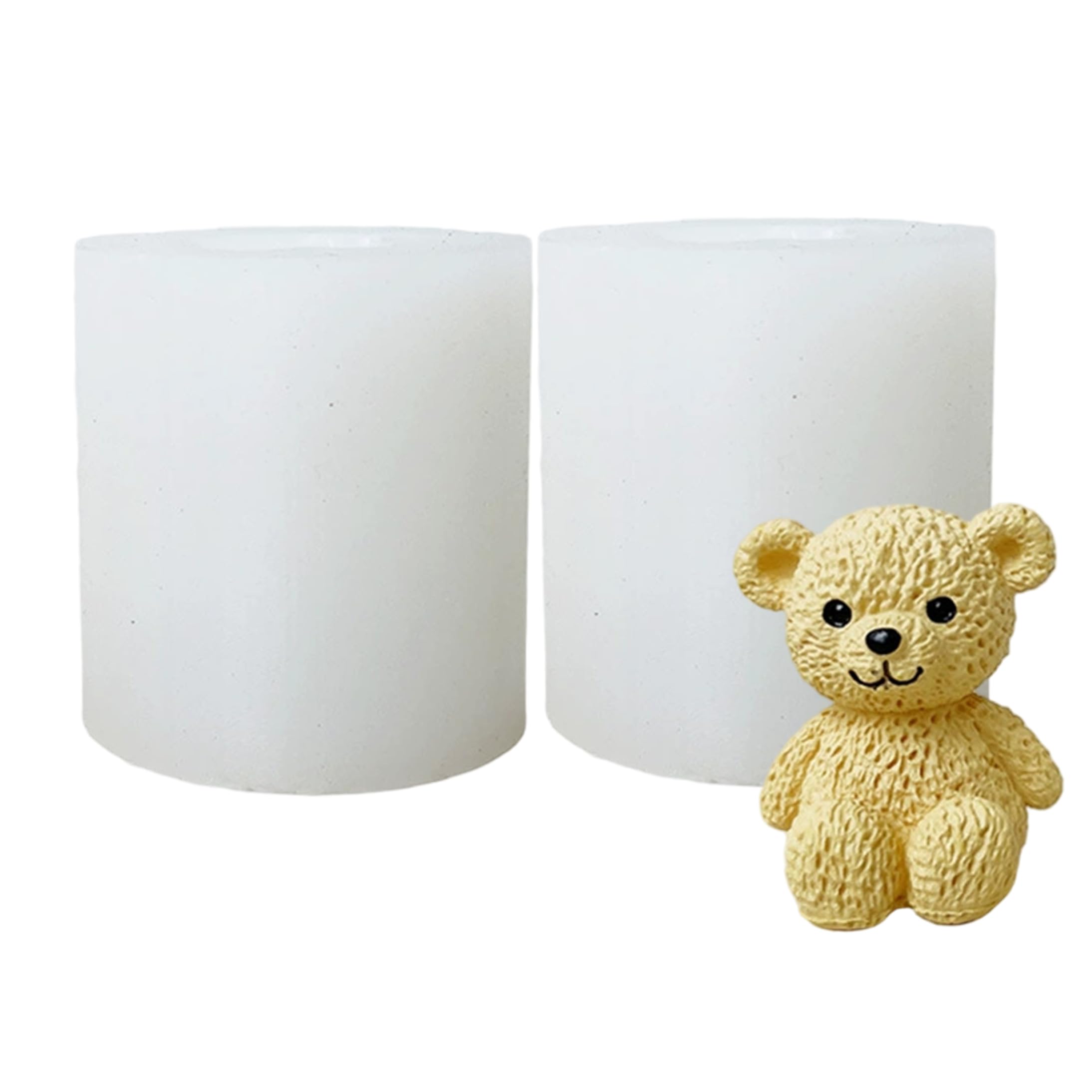Uanqfegy Teddy Bear Silicone Mold - 2Pcs 3D Cute Bear Non-Stick Candle Mold, for Candle Making Soap & Plaster DIY Crafts