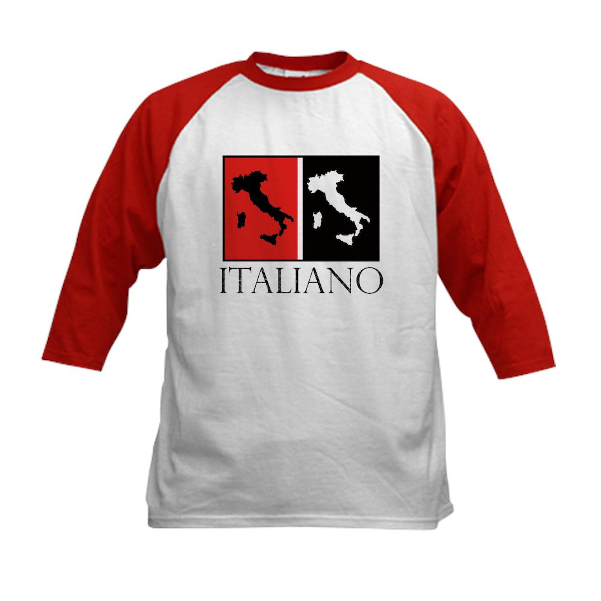 CafePress Italiano: Red Black Baseball Jersey Kids Cotton Baseball Jersey, 3/4 Raglan Sleeve Shirt