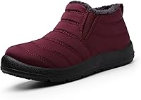 Vista 1 de scecocrs Botas de nieve impermeables sin cordones para mujer, forro de piel, antideslizantes, cómodas, cálidas, botas de tobillo