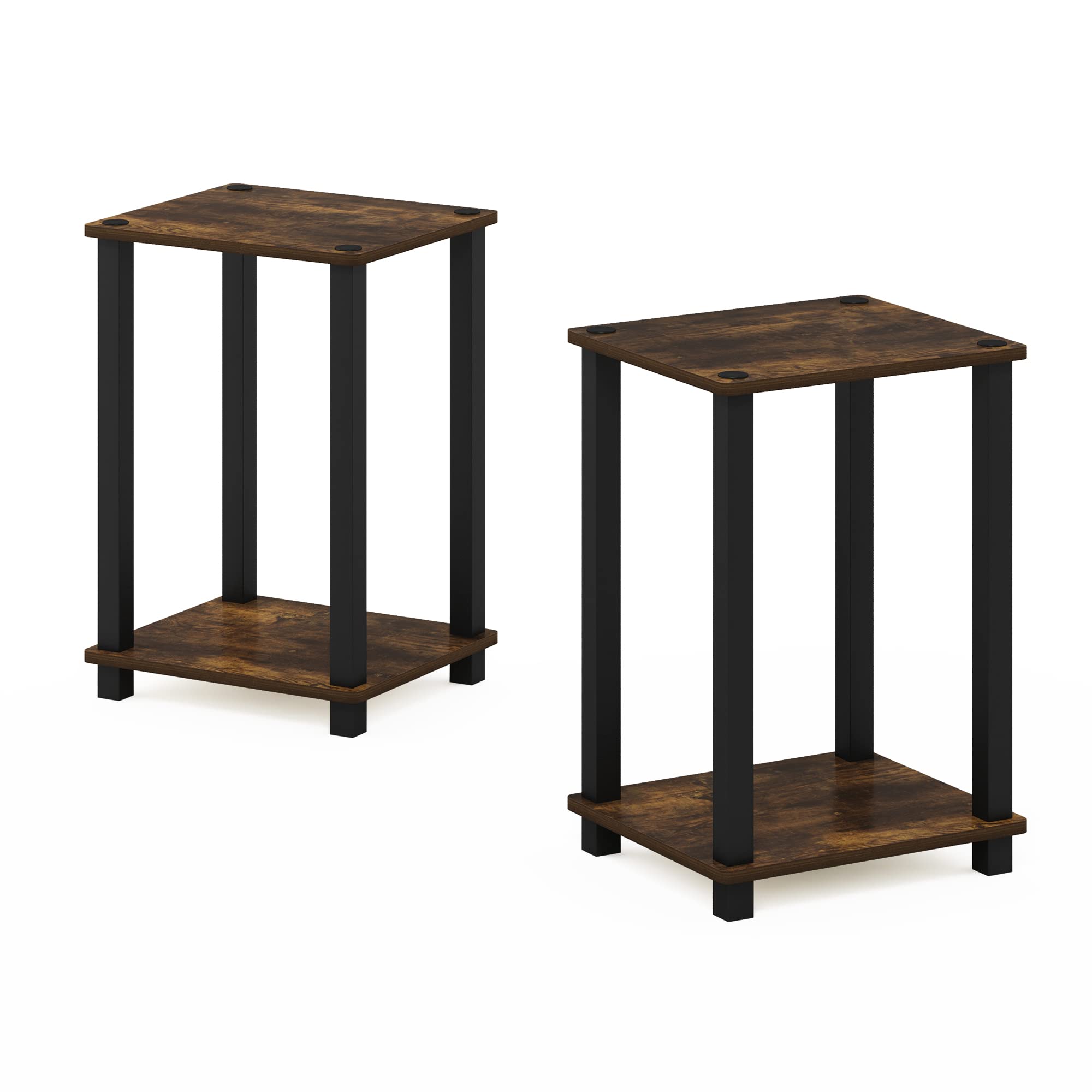 Furinno Simplista Mesa Auxiliar, Engineered Wood, Amber Pine/Black, One Size, 2 Unidades