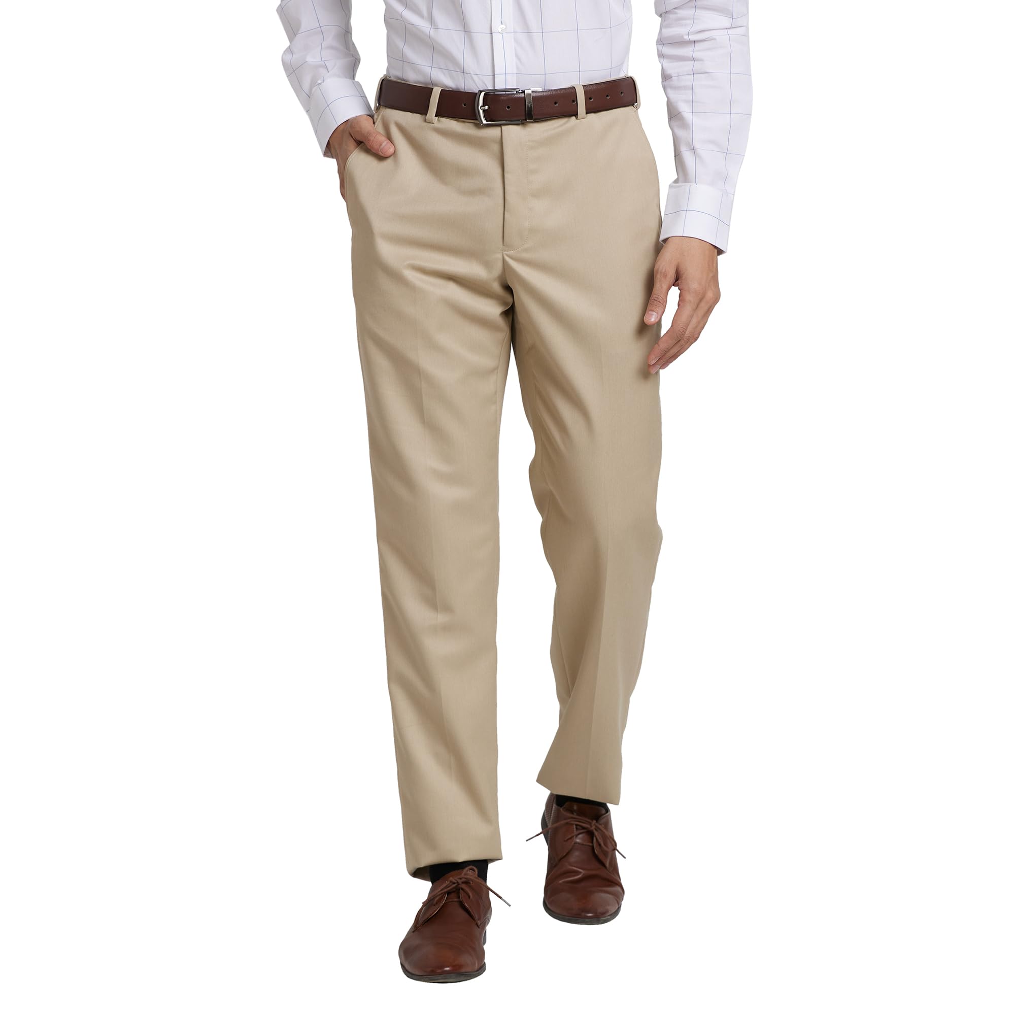 park avenue Men's Polyester Blend Plain Pattern Smart Fit Flat Front Formal Trouser-picture-36