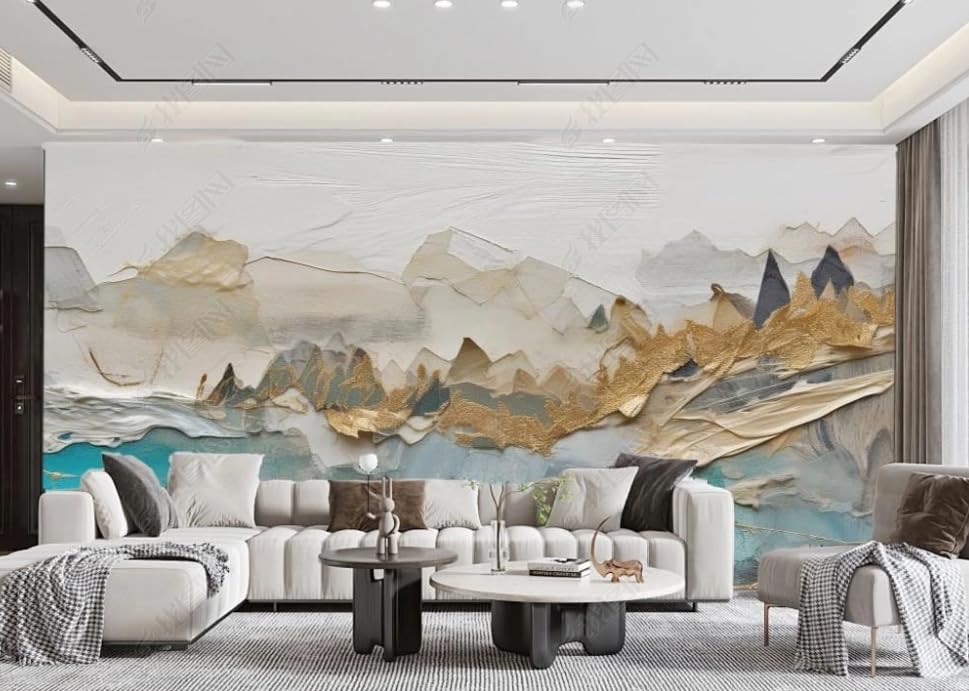 Poster géant mural laque dorée pour salon et décoration de restaurant chic