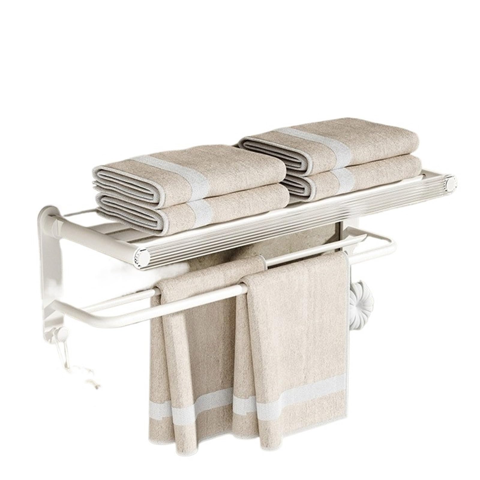 Rail mural avec crochets pour toilettes et porte-serviettes blanc acrylique 60cm