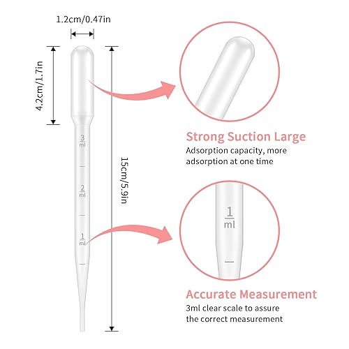 Vista 2 de G2PLUS 100 pipetas de plástico desechables de 0.11 onzas líquidas, aceites esenciales, pipetas de transferencia graduadas para laboratorio