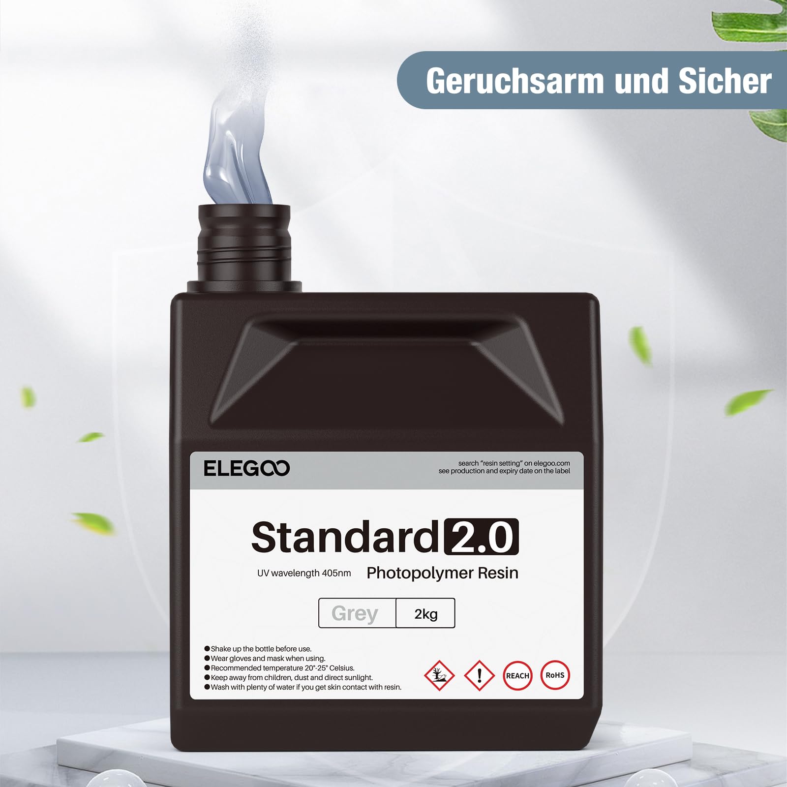 ELEGOO Żywica LCD UV do drukarki 3D, 405nm standardowa żywica fotopolimerowa dla drukarek LCD/DLP 3D, małe kurczenie, wysoka dokładność 2 kg, przezroczysta