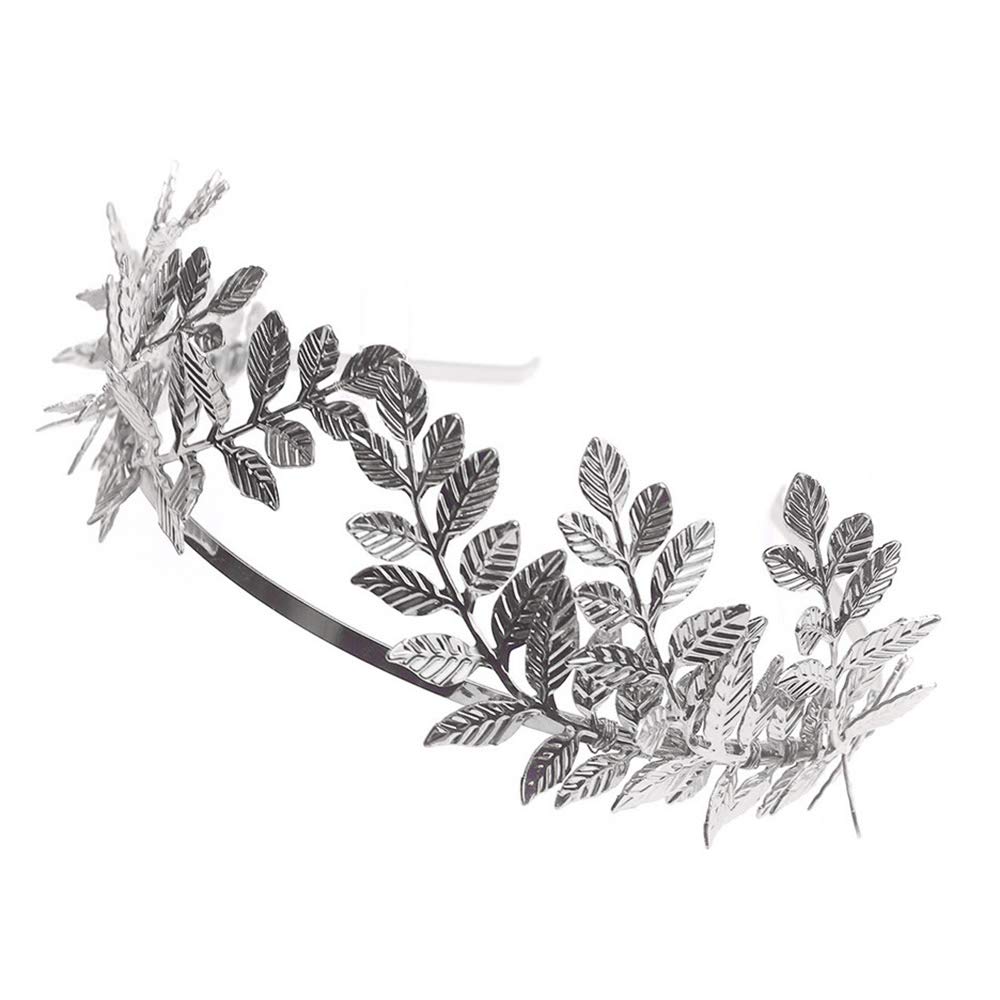 Bridal Headband Leaf Vine Headband Silver Leaf Crown Leaf Tiara Wedding Headpiece Bridesmaid Prom Festival Hair Accessories for Women and Girls(Silver)